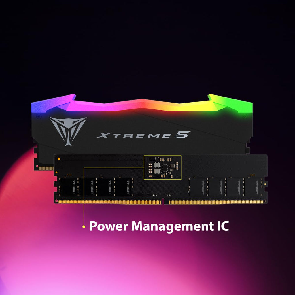 Patriot Memory Viper Xtreme 5 RGB DDR5 RAM 32GB (2X16GB) 8000MT/s CL38 UDIMM Desktop Gaming Memory Kit - PVXR532G80C38K