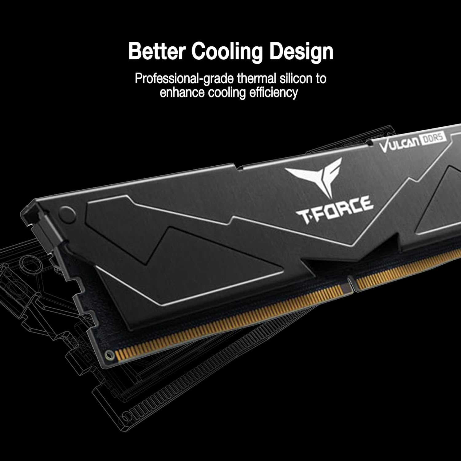 TEAMGROUP T-Force Vulcan DDR5 RAM 32GB (2x16GB) 6000MHz (PC5-48000) CL38 Desktop Memory Module Ram (Black) for Chipset 600 700 Series XMP 3.0 Ready - FLBD532G6000HC38ADC01