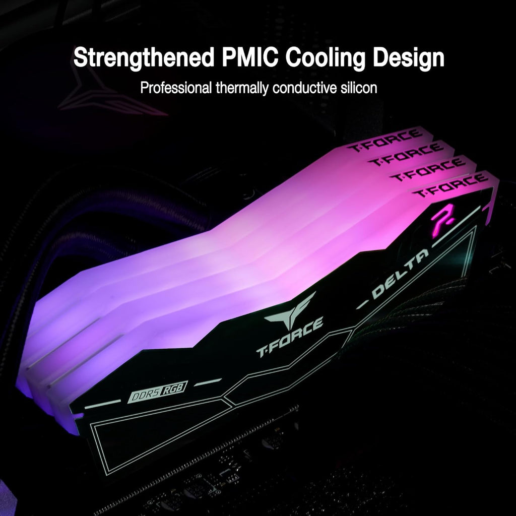 TEAMGROUP T-Force Delta RGB DDR5 Ram 32GB (2x16GB) 7200MHz PC5-57600 CL34 A-DIE Desktop Memory Module Ram for 600 700 Series Chipset XMP 3.0 Ready Black - FF3D532G7200HC34ADC01