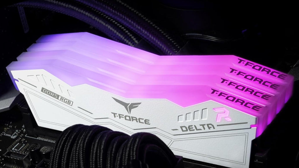 TeamGroup T-Force DELTA RGB DDR5 DESKTOP MEMORY WHITE 32GB(2x16GB) 6000MHz CL30 DDR5 RAM Kit, Desktop Gaming Memory, Metal Heatsink, ARGB Sync, ECC, XMP 3.0/EXPO, High Performance Low Latency - FF4D532G6000HC30DC01