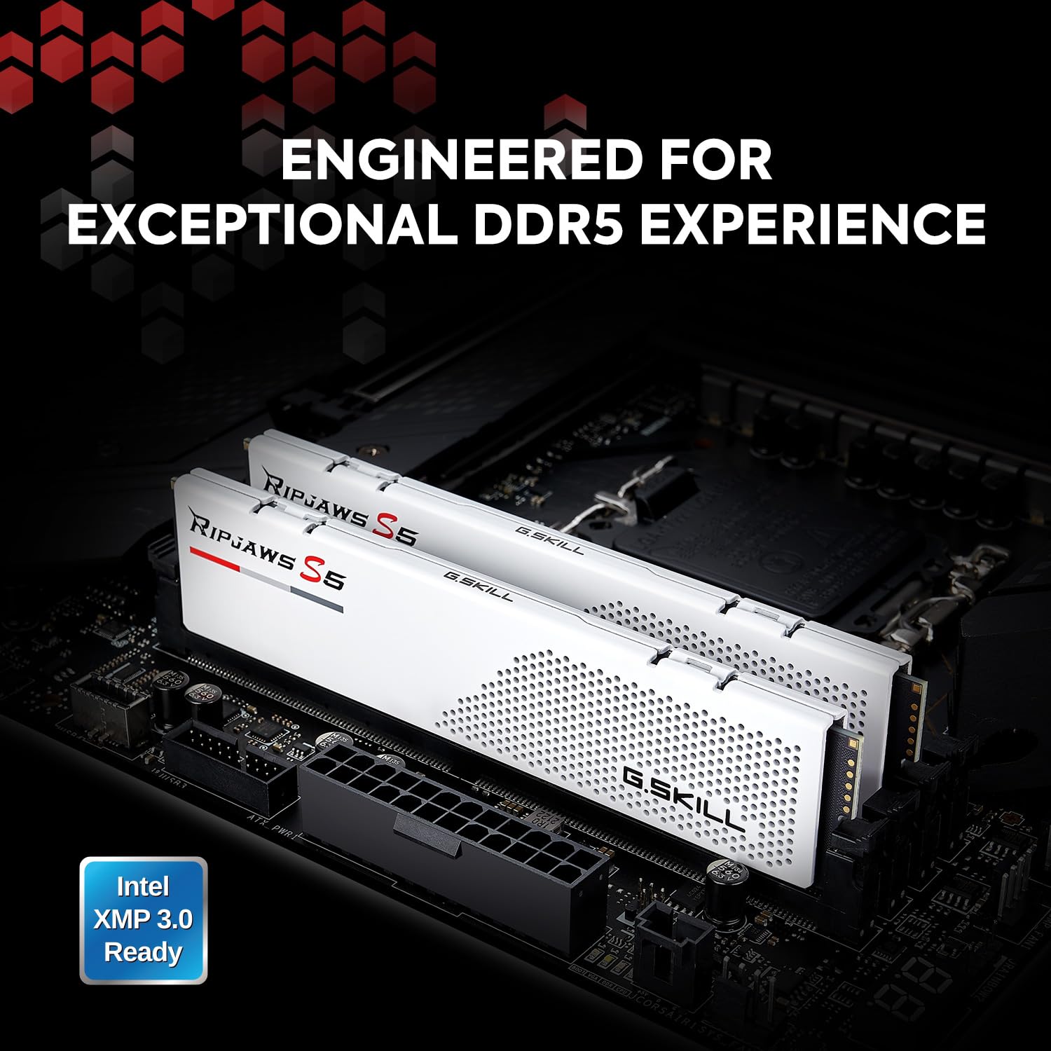 G.Skill RipJaws S5 Series (Intel XMP) 32GB (2x16GB) DDR5 RAM 6000 CL32-38-38-96 1.35V Dual Channel Desktop Memory F5-6000J3238F16GA2-RS5W (Matte White)