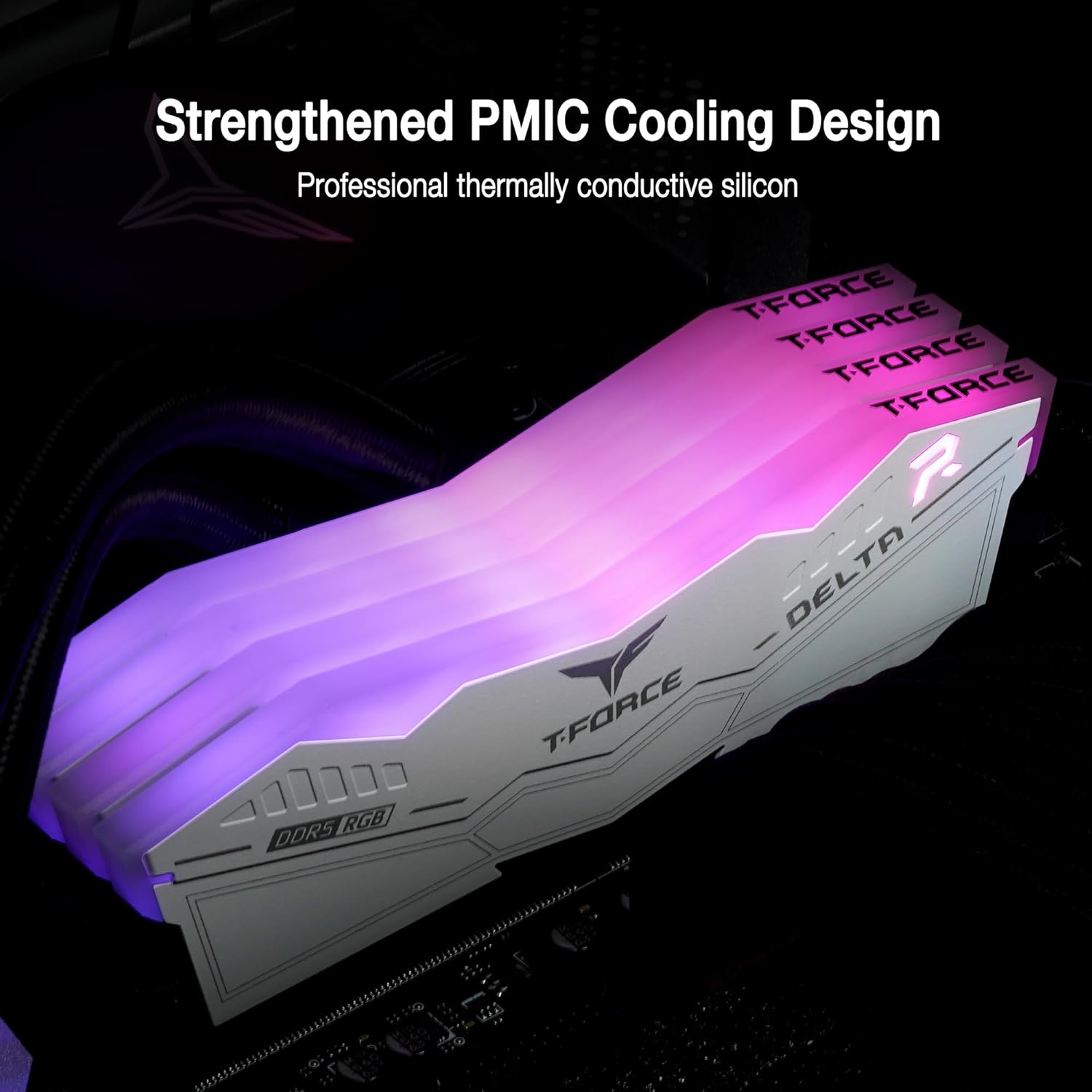 TeamGroup T-Force DELTA RGB DDR5 DESKTOP MEMORY WHITE 32GB(2x16GB) 6000MHz CL30 DDR5 RAM Kit, Desktop Gaming Memory, Metal Heatsink, ARGB Sync, ECC, XMP 3.0/EXPO, High Performance Low Latency - FF4D532G6000HC30DC01