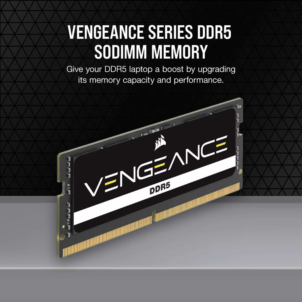 Corsair VENGEANCE DDR5 RAM SODIMM 16GB (1x16GB) DDR5 RAM 4800MT/s (PC5-38400) CL40 Intel XMP iCUE Compatible Laptop Memory - Black (CMSX16GX5M1A4800C40)