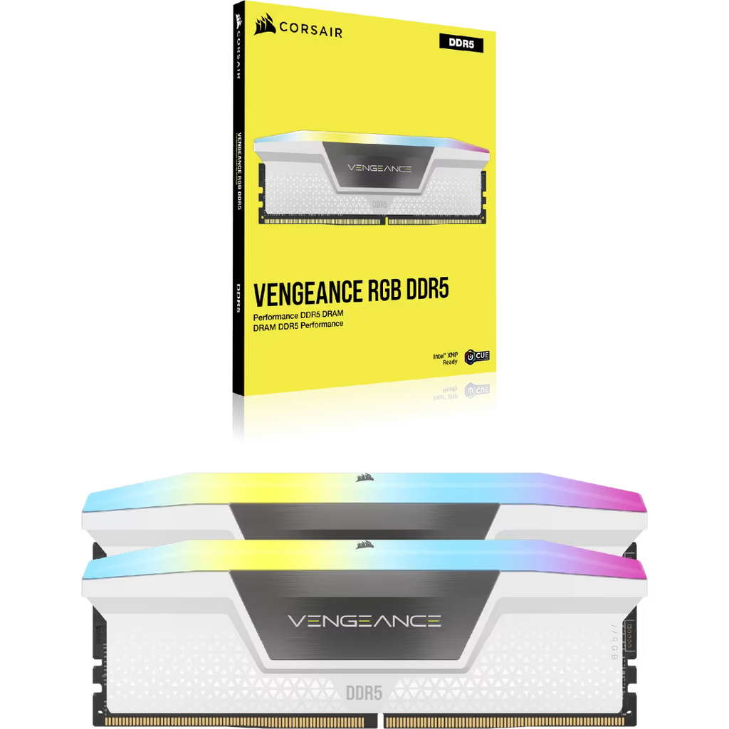 CORSAIR Vengeance RGB DDR5 RAM 32GB (2x16GB) 6000MHz CL36 Intel XMP iCUE Compatible Computer Memory - White (CMH32GX5M2E6000C36W)